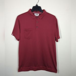 Linksoul Tempus Fugit Polo Golf Shirt Mens Size Medium Maroon Striped Casual
